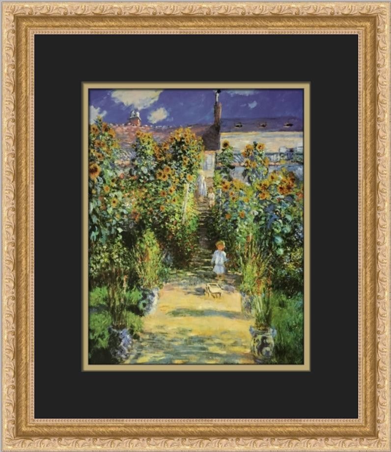 Claude Monet Monet's Garden at Vetheuil Custom Framed Art Print: Claude Monet Monet's Garden at Vetheuil Custom Framed Art Print Enjoy a stunning representation of Claude Monet's artistic vision with this custom framed print titled "Monet's Garden at Vetheuil." Thi