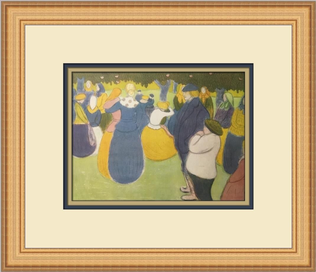 Joszef Rippl-Ronai Villagers Custom Framed Lithograph Print 1968: Joszef Rippl-Ronai Villagers Custom Framed Lithograph Print 1968 This stunning custom framed print titled "Villagers" by artist Joszef Rippl-Ronai captures the essence of Expressionism and Impressioni