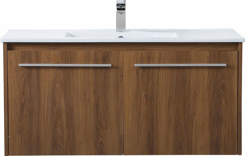 Elegant Lighting Walnut Brown Floating Bathroom Vanity 40" (1 of 1)