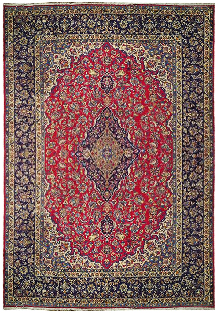 9'10" x 13'5" Red Handmade Semi-Antique Persian Kashan Rug: 9'10" x 13'5" Red Handmade Semi-Antique Persian Kashan Rug Free continental US Shipping Discover the allure of this exquisite 9' 10" x 13' 5" Red Handmade Semi-Antique Persian Kashan Rug, a stunning m
