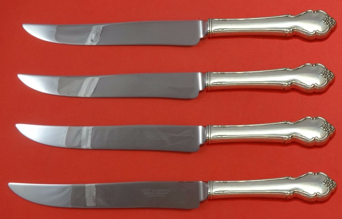 International Sterling Silver Breton Rose Texas Sized Steak Knife Set 4-Piece (1 of 1)