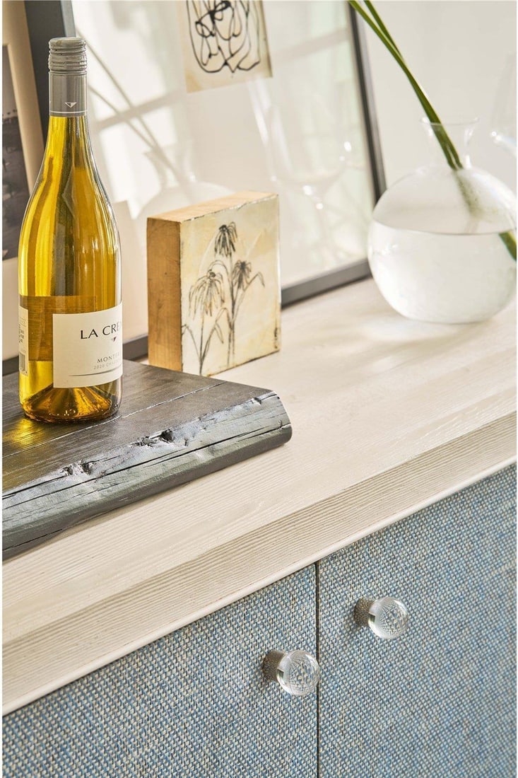 Universal Captiva Credenza Blue White Sand Finish 32H 85W 18D (1 of 6)