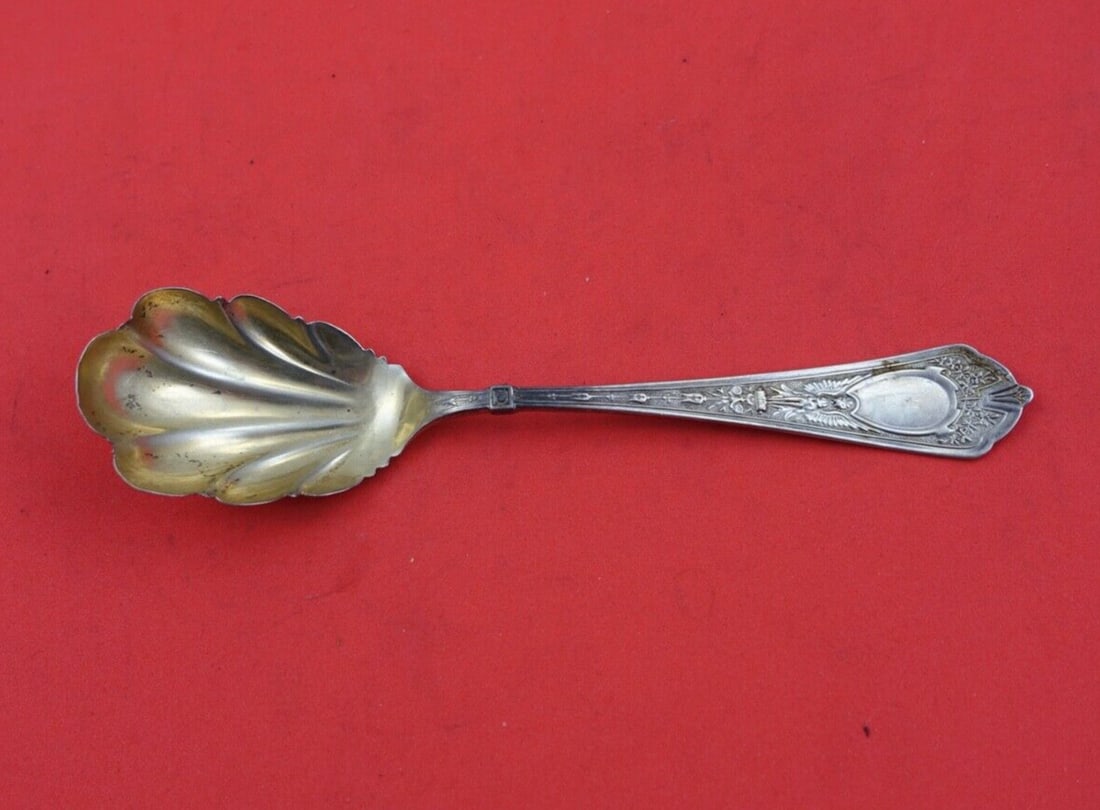 Schulz & Fischer Cleopatra Sterling Silver 6 inch Sugar Spoon Gold Wash Shell Bowl: Schulz & Fischer Cleopatra Sterling Silver 6 inch Sugar Spoon Gold Wash Shell Bowl Introducing the Cleopatra Sterling Silver Sugar Spoon by Schulz & Fischer. This exquisite serving spoon features a be