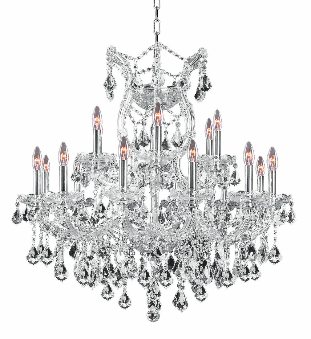 Artistry Maria Theresa 19-Light Chrome Chandelier with Asfour Crystals 30-Inch: Artistry Maria Theresa 19-Light Chrome Chandelier with Asfour Crystals 30-Inch Illuminate your space with the stunning Maria Theresa 19 Light Chandelier, featuring exquisite Asfour crystals that spark
