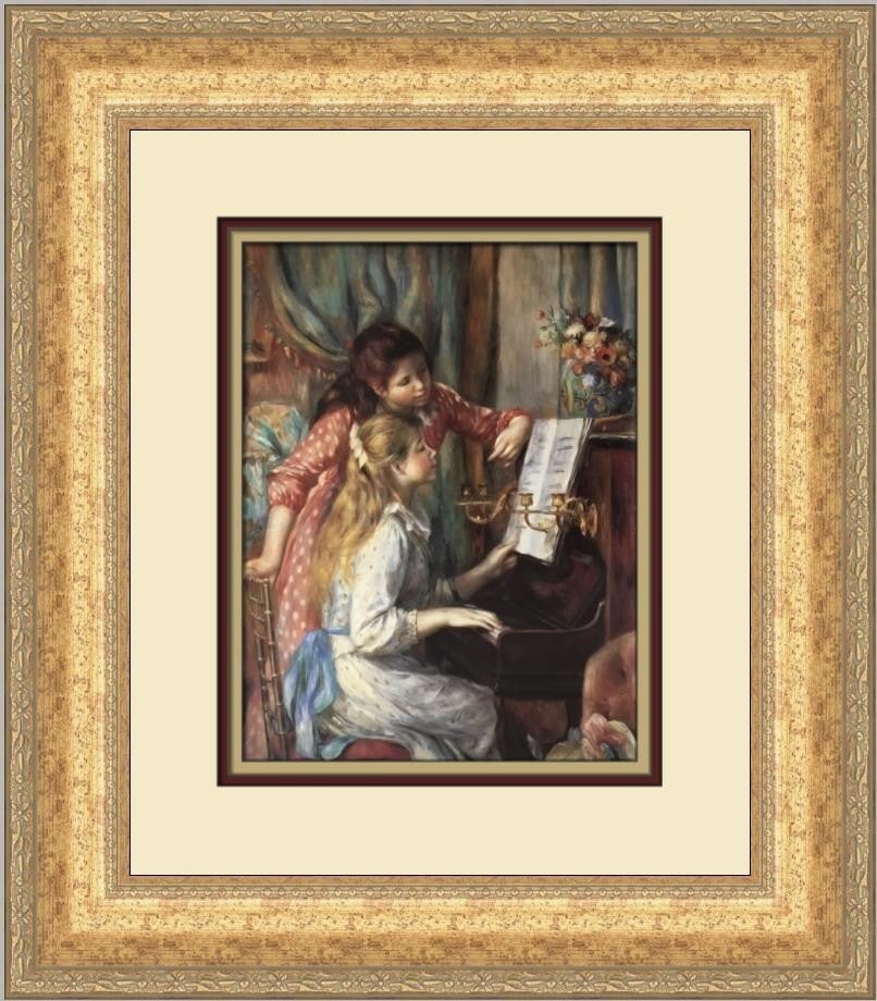 Renoir Two Young Girls at the Piano Custom Framed Art Print: Renoir Two Young Girls at the Piano Custom Framed Art Print This exquisite custom-framed print features Pierre-Auguste Renoir's iconic artwork, "Two Young Girls at the Piano". Crafted with attention t