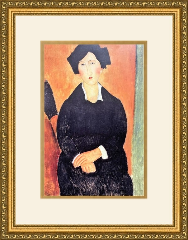 Amadeo Modigliani The Italian Woman Print Custom Framed 14 x 17 Modernism Art: Amadeo Modigliani The Italian Woman Print Custom Framed 14 x 17 Modernism Art This exquisite print features the artwork of Amadeo Modigliani, titled "The Italian Woman." The piece is custom framed in