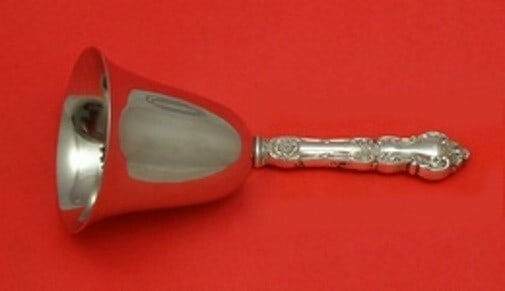 Wallace Meadow Rose Sterling Silver Custom Dinner Bell 7 Inch: Wallace Meadow Rose Sterling Silver Custom Dinner Bell 7 Inch This exquisite dinner bell features the elegant Meadow Rose pattern by Wallace. Crafted with a sterling silver hollow handle and a durable
