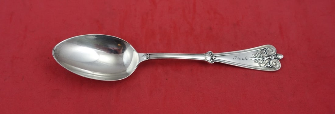 Gorham Pompeii Sterling Silver Place Soup Spoon 7" Monogrammed Frank: Gorham Pompeii Sterling Silver Place Soup Spoon 7" Monogrammed Frank This exquisite Pompeii pattern place soup spoon by Gorham is crafted from high-quality sterling silver. Measuring 7 inches in lengt