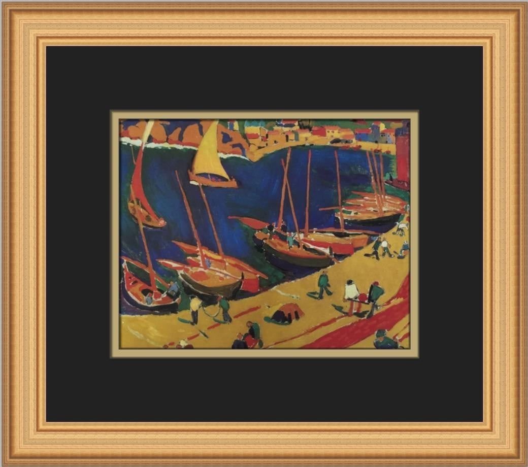 Framed Offset Print Fishing Port in Collioure by Andre Derain 11 x 13 Inch: Framed Offset Print Fishing Port in Collioure by Andre Derain 11 x 13 Inch This is a professionally custom-framed open edition print titled "Fishing Port in Collioure" by Andre Derain. The artwork is