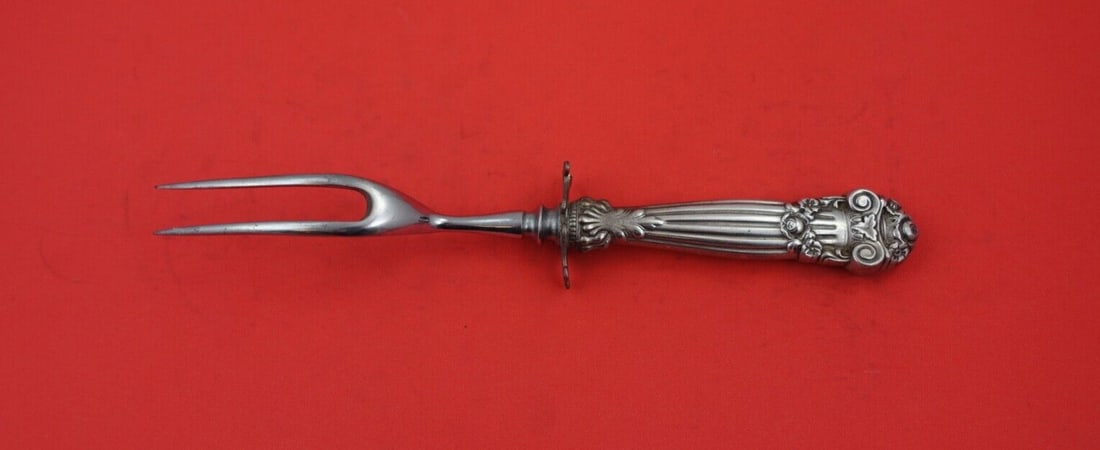 Towle Georgian Sterling Silver Steak Carving Fork 8 3/4": Towle Georgian Sterling Silver Steak Carving Fork 8 3/4" Discover the elegance of the Georgian by Towle Sterling Silver Steak Carving Fork, measuring 8 3/4". This exquisite serving fork features a ste