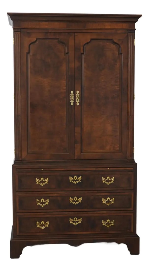 Aston Court Walnut Armoire Traditional Style With Brass Hardware: Aston Court Walnut Armoire Traditional Style With Brass Hardware This Henredon Aston Court bedroom armoire features a traditional design with raised panel doors and bracket feet. Made from walnut with