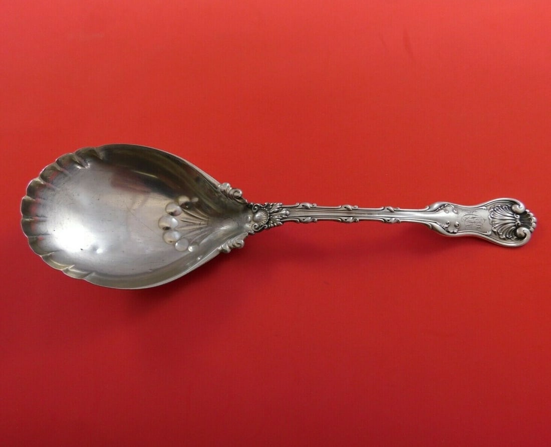 Whiting Imperial Queen Sterling Silver Fluted Berry Spoon 9": Whiting Imperial Queen Sterling Silver Fluted Berry Spoon 9" This exquisite serving spoon, known as the Imperial Queen Berry Spoon, is crafted from high-quality sterling silver by Whiting. Featuring a