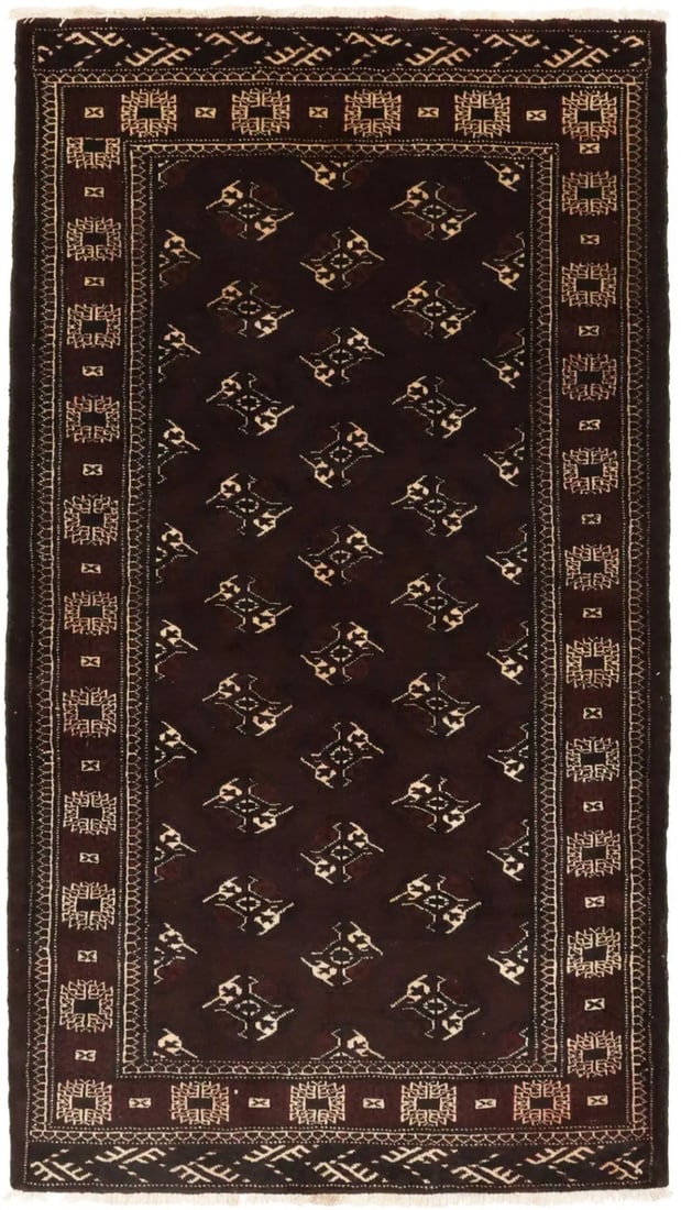 Burgundy Wool Tribal Geometric Hand-Knotted Rug 3'6 x 6'4: Burgundy Wool Tribal Geometric Hand-Knotted Rug 3'6 x 6'4 This hand-knotted tribal oriental rug features a geometric pattern in burgundy and cream tones, offering a modern look suitable for various sp