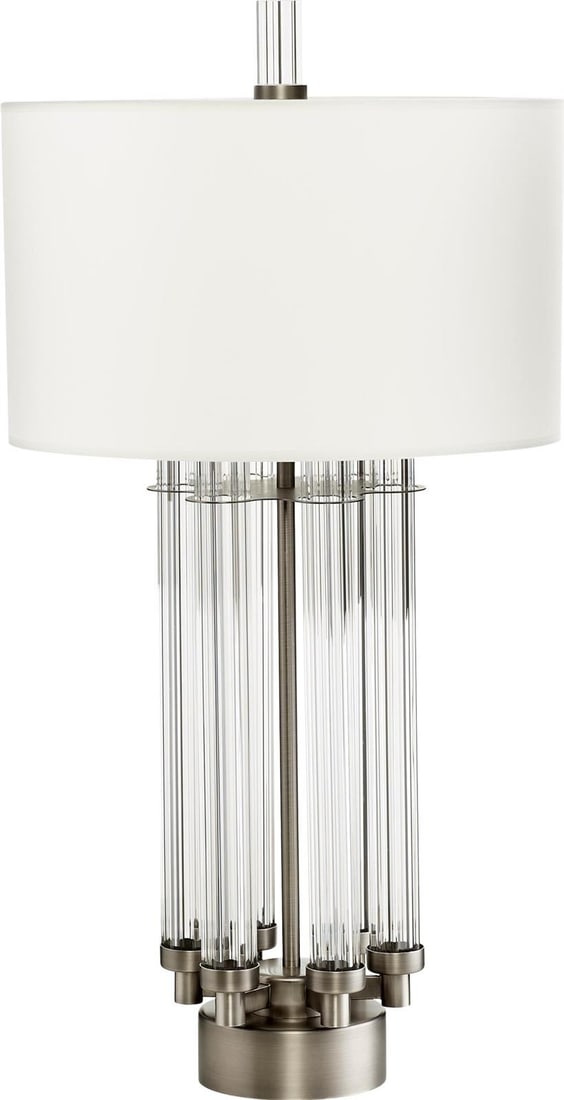 Cyan Vidro Silver Yellow Table Lamp with Crystal and Glass: Cyan Vidro Silver Yellow Table Lamp with Crystal and Glass Illuminate your space with the Elegant Vidro Crystal Iron and Glass Table Lamp, designed in a charming antique or vintage style. This exquisi