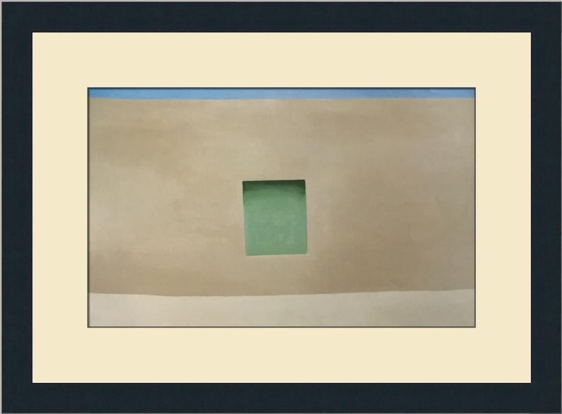 Georgia O'Keeffe Wall with Green Door Custom Framed Print 15 x 20: Georgia O'Keeffe Wall with Green Door Custom Framed Print 15 x 20 This stunning custom framed print titled "Wall with Green Door" by Georgia O'Keeffe captures the essence of Modernism with its natural