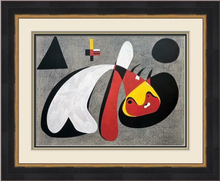 Joan Miro Study for the Ballet Curtain Custom Framed Print 2004: Joan Miro Study for the Ballet Curtain Custom Framed Print 2004 This exquisite print titled 'Study for the Curtain of the Ballet' by celebrated artist Joan Miro captures the essence of ballet through