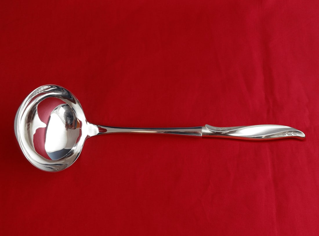 International Sterling Silver Pine Spray Soup Ladle 10 1/2 Custom Made: International Sterling Silver Pine Spray Soup Ladle 10 1/2 Custom Made Presenting the Pine Spray Soup Ladle by International Sterling, a finely crafted piece that showcases the elegance of sterling si