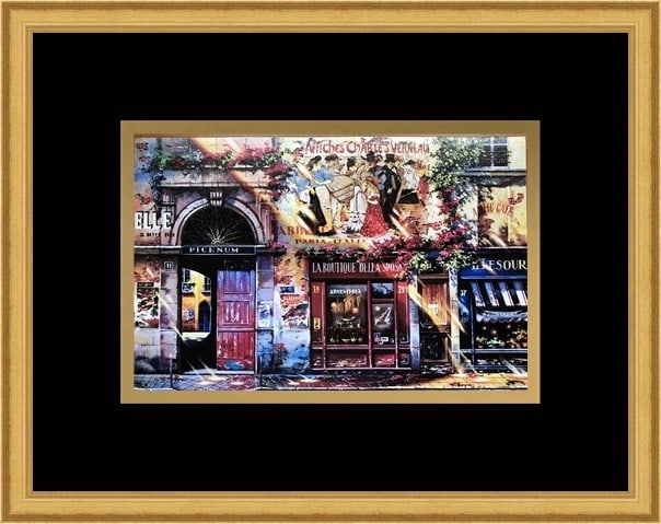 Ruben Bore European Street Scene Giclee Print Custom Framed Art: Ruben Bore European Street Scene Giclee Print Custom Framed Art This stunning custom framed print titled 'European Street Scene Once Again' by artist Ruben Bore captures the essence of urban landscape