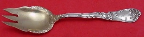 Gorham Hanover Sterling Silver Ice Cream Fork Gold Wash 5 3/8 in Monogrammed W: Gorham Hanover Sterling Silver Ice Cream Fork Gold Wash 5 3/8 in Monogrammed W This exquisite ice cream fork from the Hanover pattern by Gorham is crafted from sterling silver with a luxurious gold wa