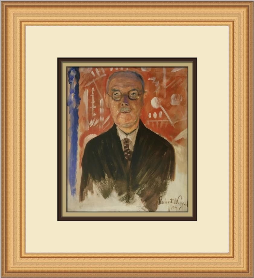 Robert W Chanler Portrait of Henry McBride Custom Framed Print 14 x 12: Robert W Chanler Portrait of Henry McBride Custom Framed Print 14 x 12 This custom framed print titled 'Portrait of Henry McBride' is a striking work by artist Robert W Chanler. Measuring 14 in x 12 i