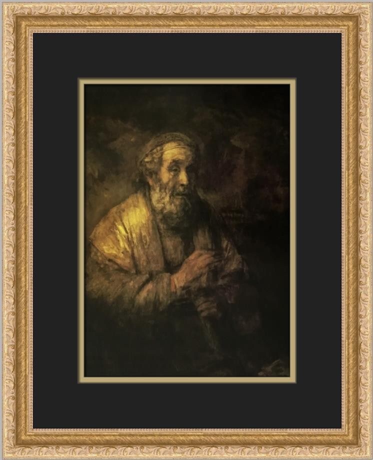 Rembrandt van Rijn Homer Dictating to a Scribe Custom Framed Art Print 17 x 14: Rembrandt van Rijn Homer Dictating to a Scribe Custom Framed Art Print 17 x 14 This custom framed print features Rembrandt van Rijn's iconic artwork "Homer Dictating to a Scribe." Measuring 17 inches