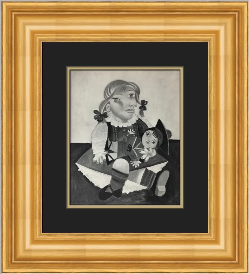 Pablo Picasso Maya and Sailor Doll Custom Framed Offset Lithograph Print: Pablo Picasso Maya and Sailor Doll Custom Framed Offset Lithograph Print This exquisite custom framed print features Pablo Picasso's enchanting artwork titled "Maya and Sailor Doll." Created during th
