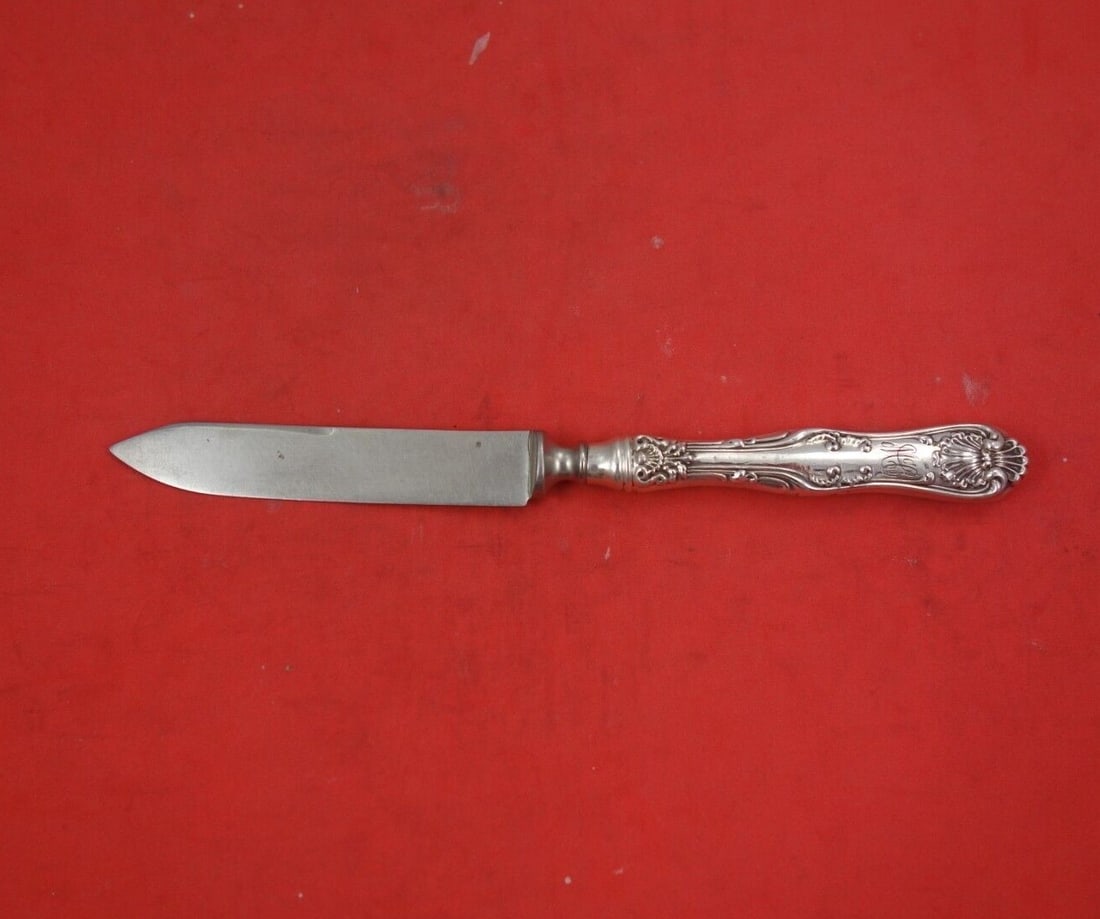 Whiting Imperial Queen Sterling Silver Fruit Knife Carbon Steel 6 3/8": Whiting Imperial Queen Sterling Silver Fruit Knife Carbon Steel 6 3/8" This exquisite fruit knife features a hollow handle crafted from sterling silver, complemented by a robust carbon steel blade. Th