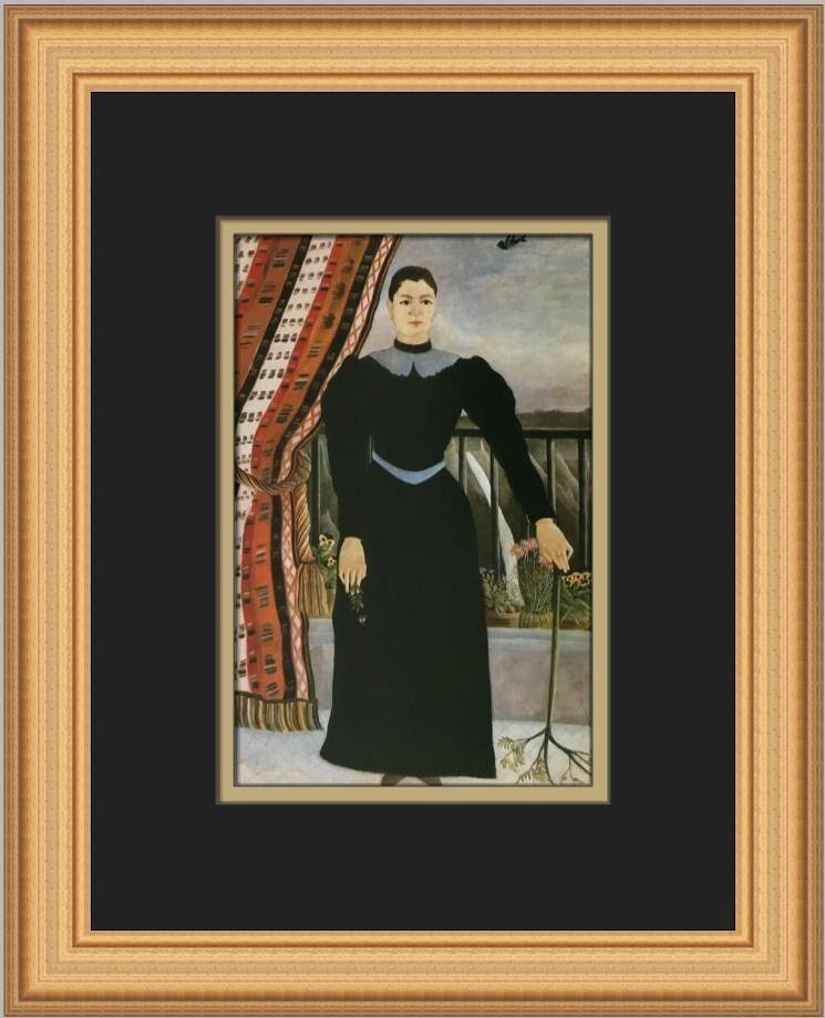 Henri Rousseau Portrait of a Lady Custom Framed Art Print 14x12: Henri Rousseau Portrait of a Lady Custom Framed Art Print 14x12 This stunning custom framed print titled "Portrait of a Lady" by Henri Rousseau beautifully captures the essence of expressionism, impre