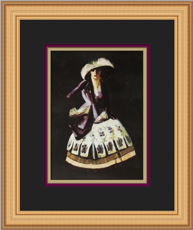 George Luks Polish Dancer Custom Framed Art Print 14x12: George Luks Polish Dancer Custom Framed Art Print 14x12 This stunning custom framed print titled 'Polish Dancer' by George Luks showcases a captivating expressionist style that beautifully captures th
