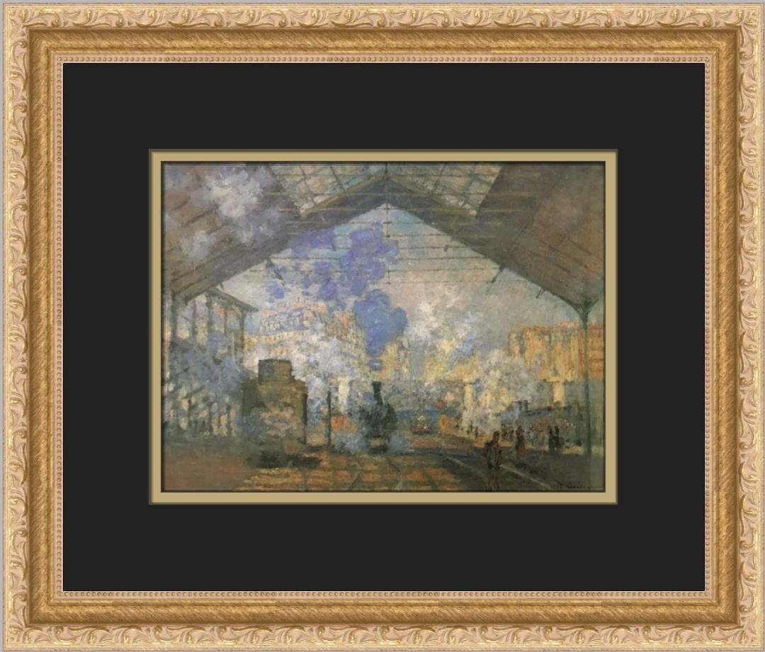 Claude Monet Saint-Lazare Station Custom Framed Art Print 14x12: Claude Monet Saint-Lazare Station Custom Framed Art Print 14x12 Enhance your space with the elegance of Claude Monet's "Saint-Lazare Station," beautifully presented as a custom framed print. This medi