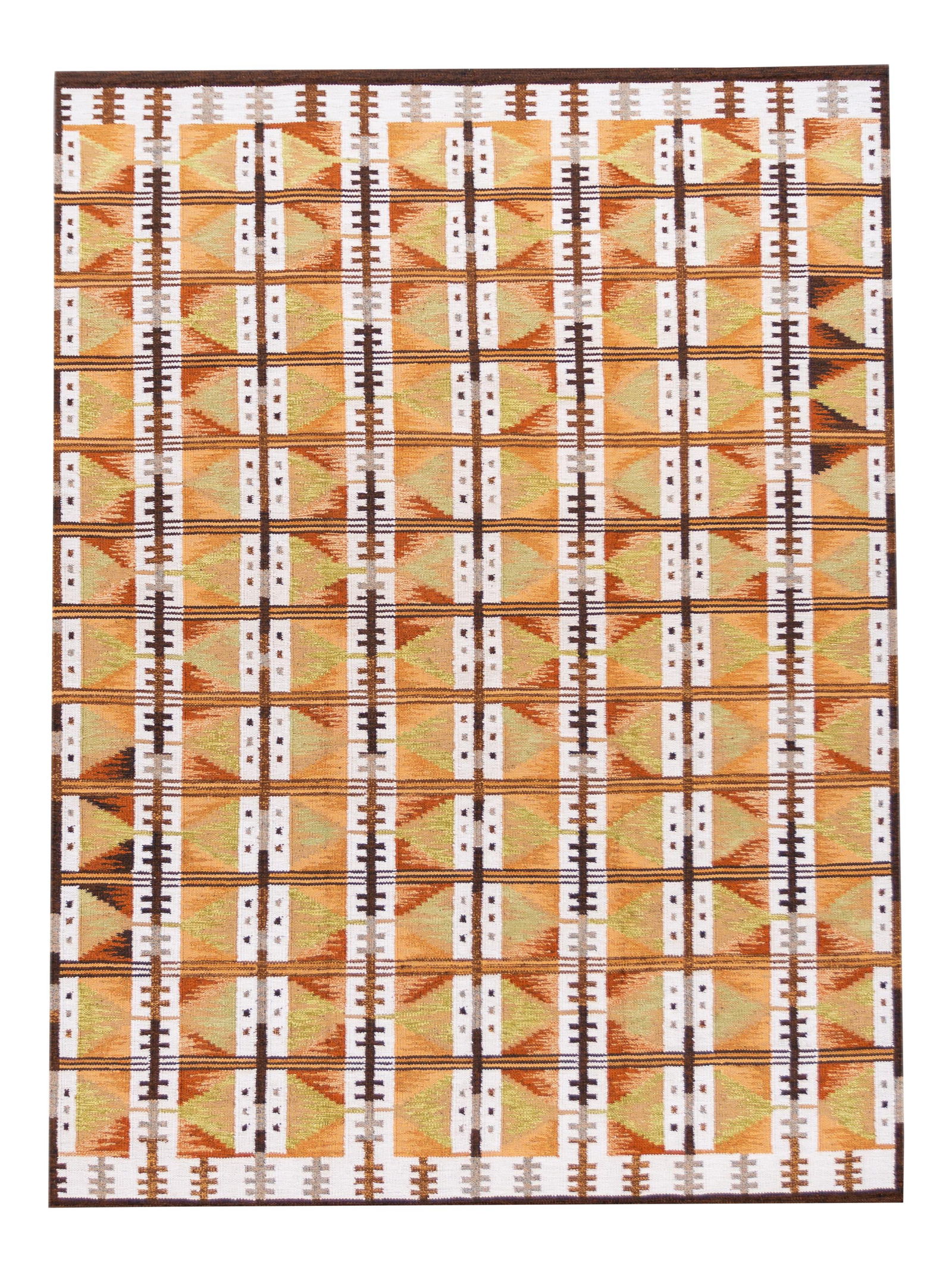 Vibrant Orange Geometric Wool Rug Scandinavian Style 9' x 12'3: Vibrant Orange Geometric Wool Rug Scandinavian Style 9' x 12'3 This stunning 21st-century modern Scandinavian-style rug features a vibrant all-over orange geometric pattern, adding a bold touch to any