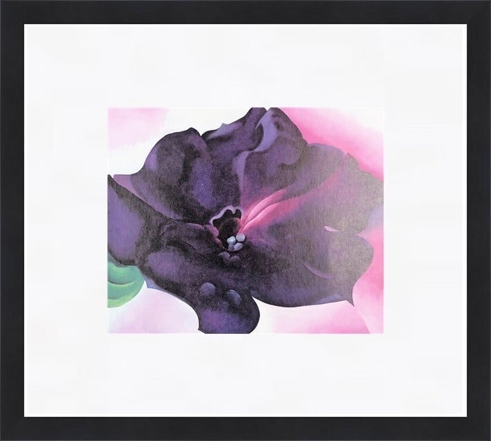 Georgia O'Keeffe Petunia Custom Framed Floral Print 14 x 18: Georgia O'Keeffe Petunia Custom Framed Floral Print 14 x 18 This stunning custom framed print features Georgia O'Keeffe's iconic "Petunia" artwork, beautifully matted and framed to enhance its vibrant