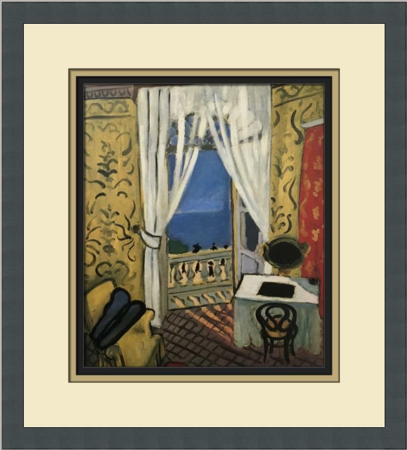 Henri Matisse Interior with a Violin Case Custom Framed Print: Henri Matisse Interior with a Violin Case Custom Framed Print This stunning custom framed print features Henri Matisse's "Interior with a Violin Case," showcasing a captivating scene in a medium size.