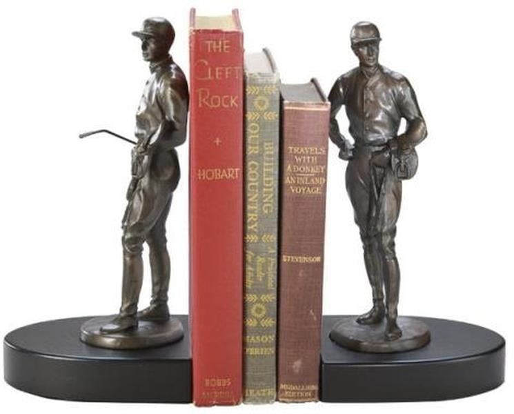 Hand-Cast Resin Equestrian Bookends Jockey Weigh-In Made in USA: Hand-Cast Resin Equestrian Bookends Jockey Weigh-In Made in USA This item is made at time of order. Please allow 42 to 70 days for production. Enhance your bookshelf with these exquisite hand-cast res