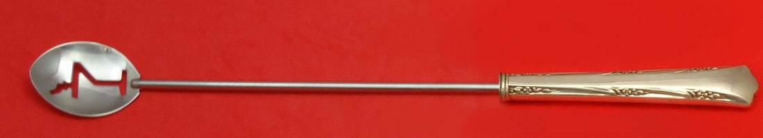 Gorham Greenbrier Sterling Silver Custom Martini Spoon 10": Gorham Greenbrier Sterling Silver Custom Martini Spoon 10" Elevate your cocktail experience with this exquisite Greenbrier martini spoon by Gorham. Crafted from high-quality sterling silver, this spoo