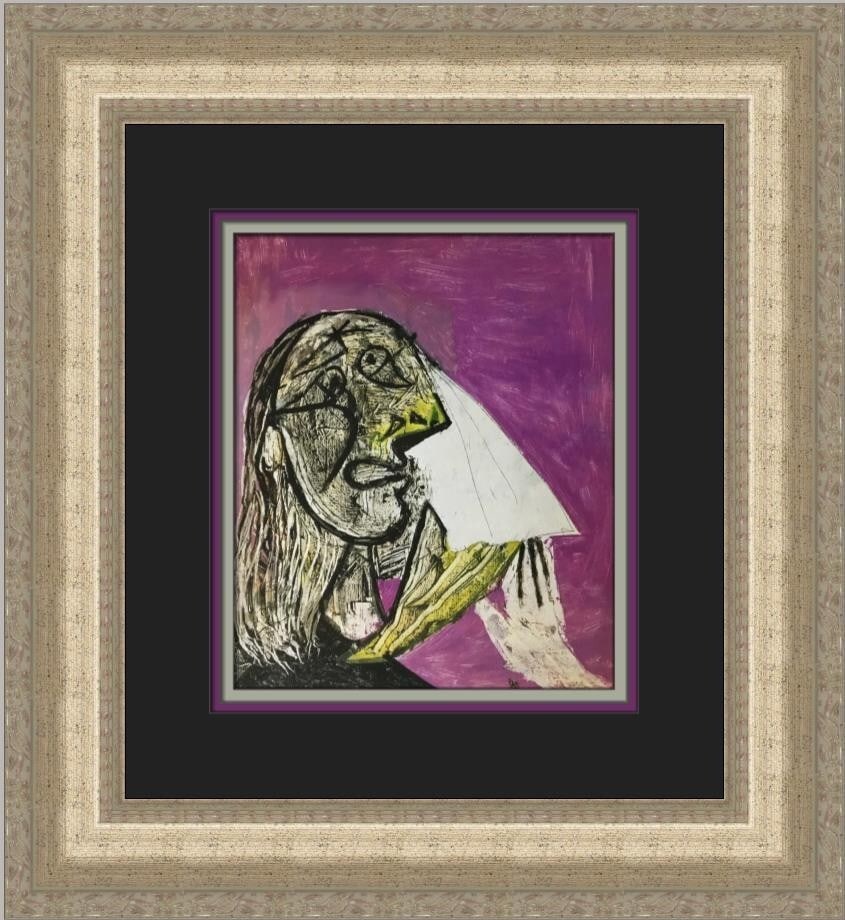 Pablo Picasso Weeping Woman Framed Print Abstract Expressionism: Pablo Picasso Weeping Woman Framed Print Abstract Expressionism This custom framed print features Pablo Picasso's iconic piece, "Weeping Woman," capturing the essence of Abstract Expressionism and Imp
