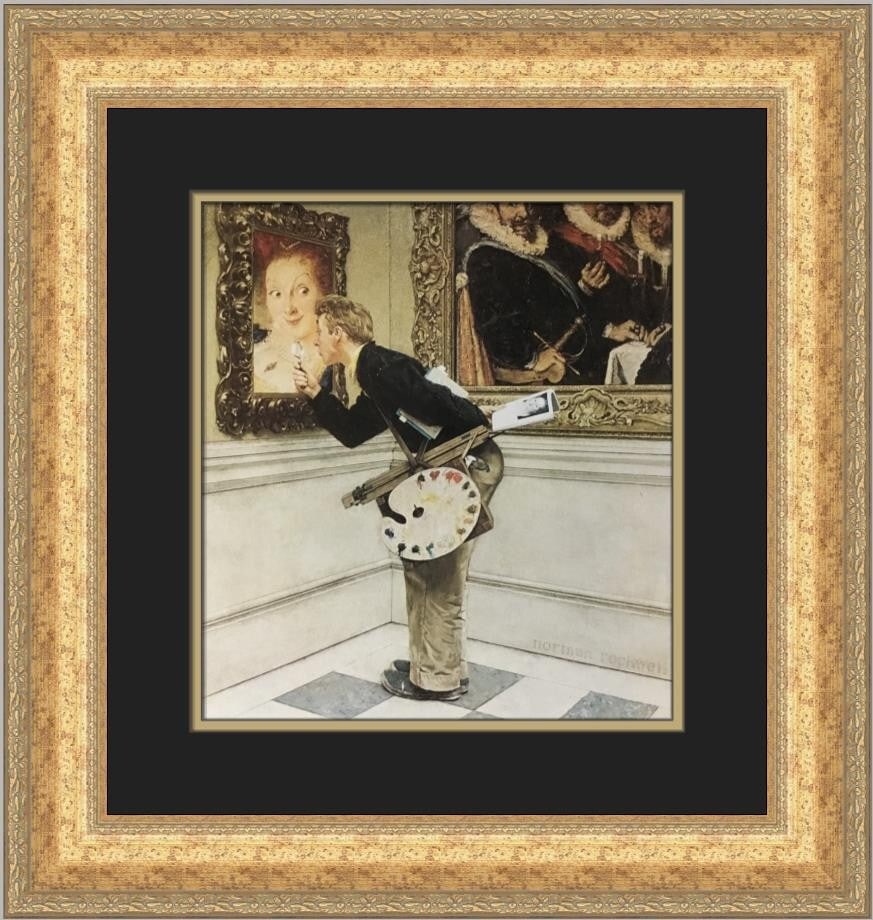 Norman Rockwell The Critic Custom Framed Art Print 1977: Norman Rockwell The Critic Custom Framed Art Print 1977 This stunning custom framed print features Norman Rockwell's iconic artwork titled "The Critic," produced in 1977. The print is a charming repre