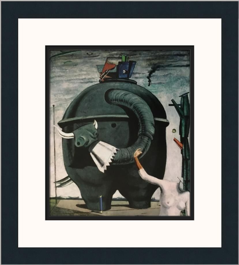 Max Ernst Celebes Custom Framed Surrealism Print 2002: Max Ernst Celebes Custom Framed Surrealism Print 2002 This stunning custom framed print titled "Celebes" by renowned artist Max Ernst captures the essence of surrealism with its depiction of nude figu
