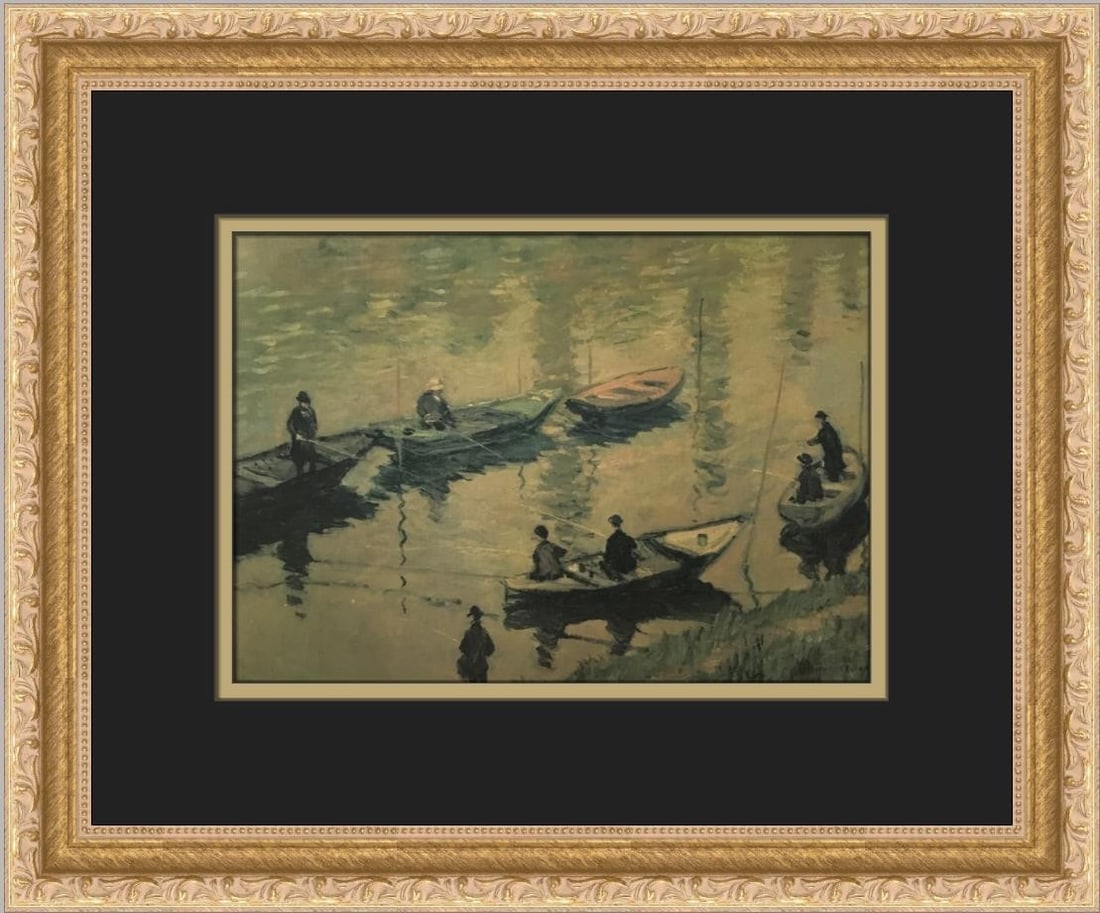 Claude Monet Fishermen on the Seine Custom Framed Print 14x12: Claude Monet Fishermen on the Seine Custom Framed Print 14x12 This exquisite custom framed print features Claude Monet's iconic artwork "Fishermen on the Seine," showcasing the essence of Impressionis