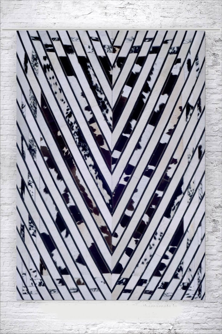 Hand Stitched Patchwork Leather Rug Geometric Art Design 3ft x 5ft: Hand Stitched Patchwork Leather Rug Geometric Art Design 3ft x 5ft Free continental US Shipping This luxury hand-stitched patchwork leather carpet features a bold artistic geometric design, meticulous