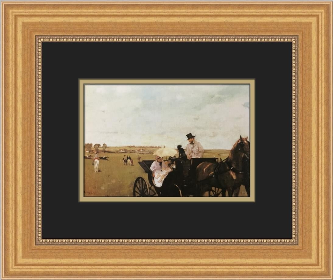 Edgar Degas Races in the Country Custom Framed Art Print 14 x 16: Edgar Degas Races in the Country Custom Framed Art Print 14 x 16 Discover the beauty of Edgar Degas's "Races in the Country" with this custom framed print. This piece, showcasing the artistic flair of