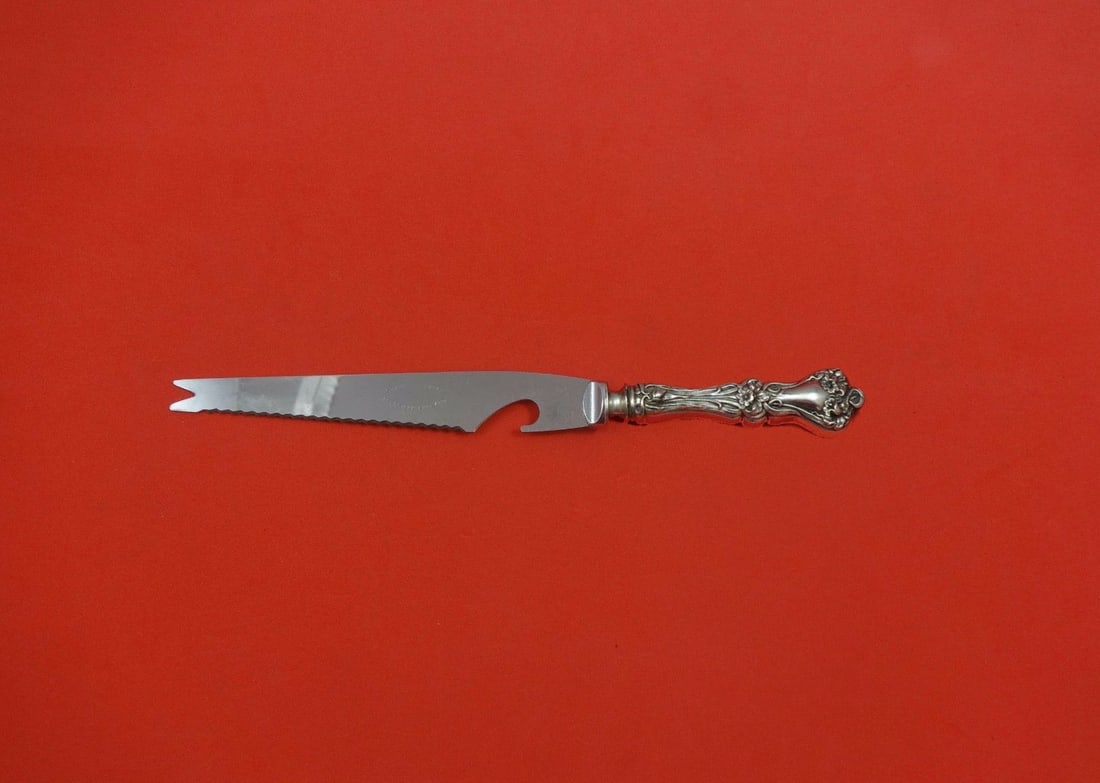 Custom Made Majestic Sterling Silver Bar Knife by Alvin 9 1/8": Custom Made Majestic Sterling Silver Bar Knife by Alvin 9 1/8" This exquisite bar knife, custom made in the Majestic pattern by Alvin, features a sterling silver hollow handle paired with a durable st