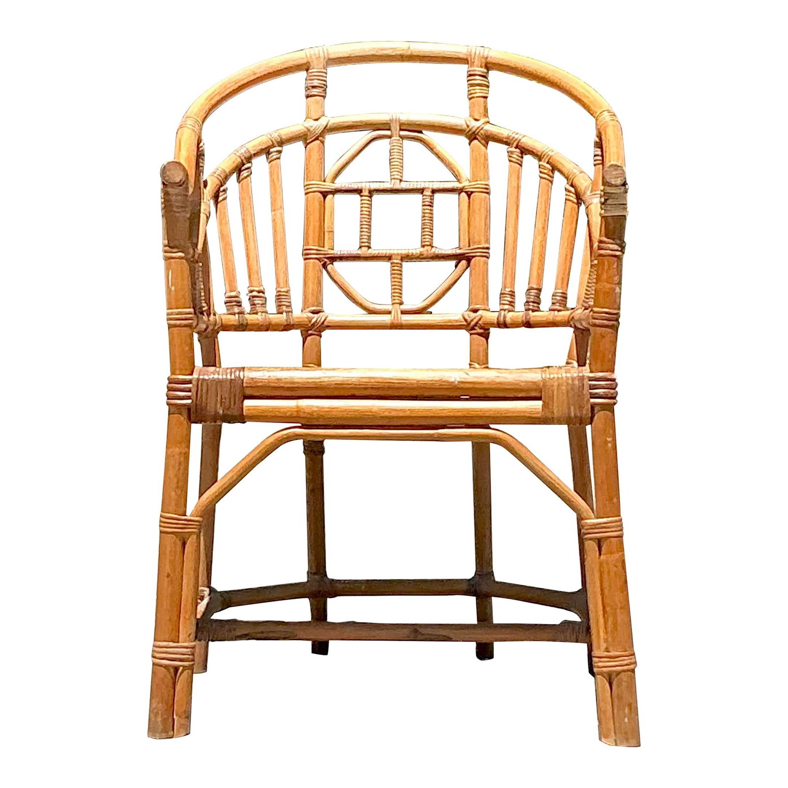 Vintage Brighton Chair Coastal Medallion Rattan Chocolate: Vintage Brighton Chair Coastal Medallion Rattan Chocolate Elevate your living area with the Vintage Coastal Medallion Brighton Chair, designed to infuse your space with coastal charm. This chair showc