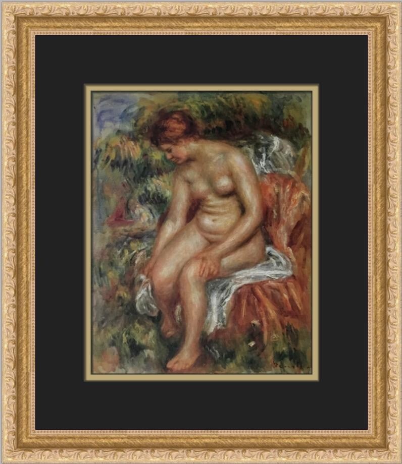 Renoir Bather Drying Her Leg Custom Framed Art Print 1978: Renoir Bather Drying Her Leg Custom Framed Art Print 1978 This custom framed print features Pierre-Auguste Renoir's iconic artwork "Bather Drying Her Leg," a stunning representation of Expressionism,
