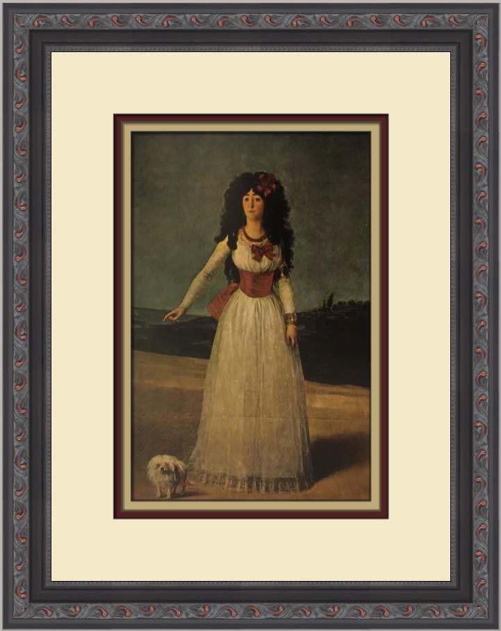 Francisco De Goya The Duchess of Alba Custom Framed Art Print: Francisco De Goya The Duchess of Alba Custom Framed Art Print This exquisite custom framed print features Francisco De Goya's renowned work, "The Duchess of Alba." Measuring 15 inches in height and 12