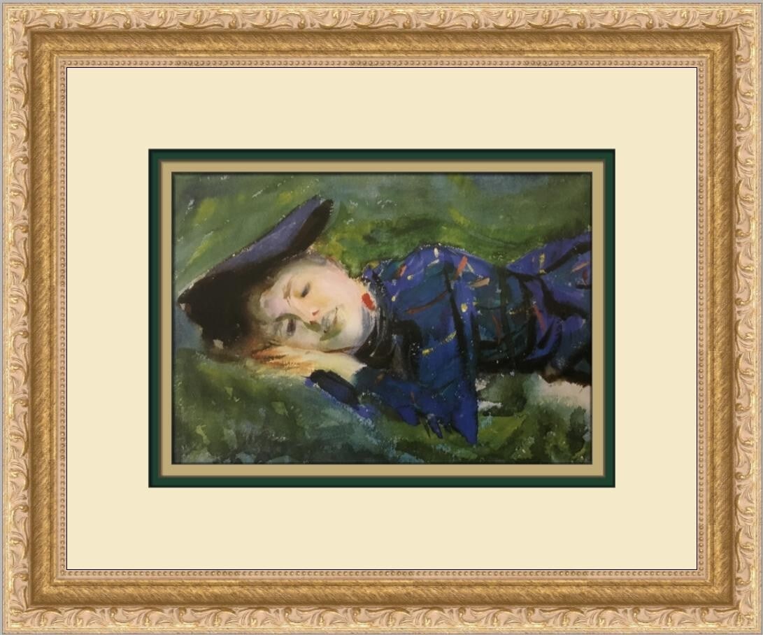 John Singer Sargent Violet Resting Custom Framed Lithograph Print: John Singer Sargent Violet Resting Custom Framed Lithograph Print This exquisite custom framed print titled "Violet Resting" by renowned artist John Singer Sargent showcases his Impressionist style. M