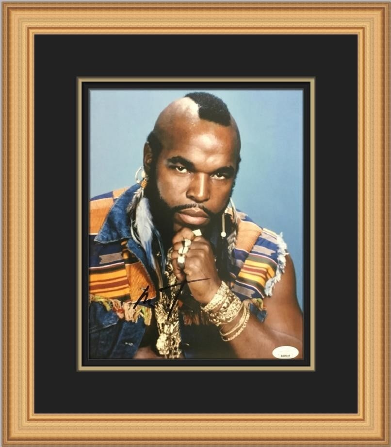 Mr. T B.A. Baracus A-Team Signed Framed Photo with JSA COA: Mr. T B.A. Baracus A-Team Signed Framed Photo with JSA COA This is a custom framed photograph of Mr. T as B.A. Baracus from the iconic show A-Team. The photograph, measuring 10" x 8", is beautifully p