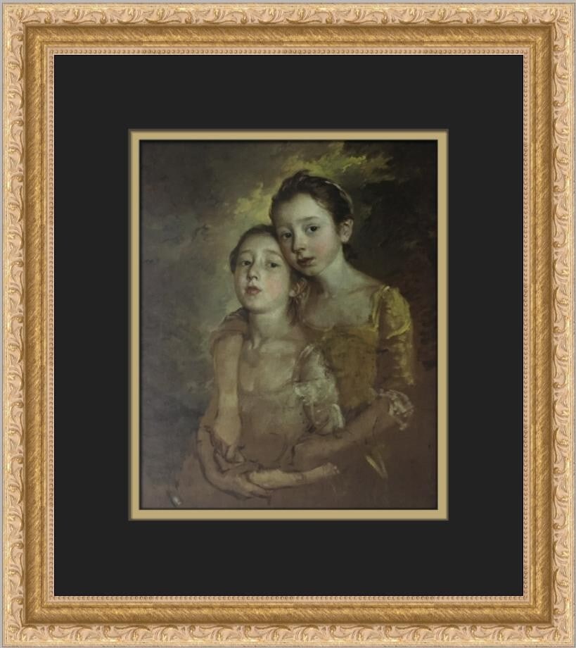 Thomas Gainsborough The Painter's Daughters Custom Framed Art Print 14 x 13: Thomas Gainsborough The Painter's Daughters Custom Framed Art Print 14 x 13 This exquisite custom framed print titled "The Painter's Daughters" by Thomas Gainsborough showcases the artist's mastery in