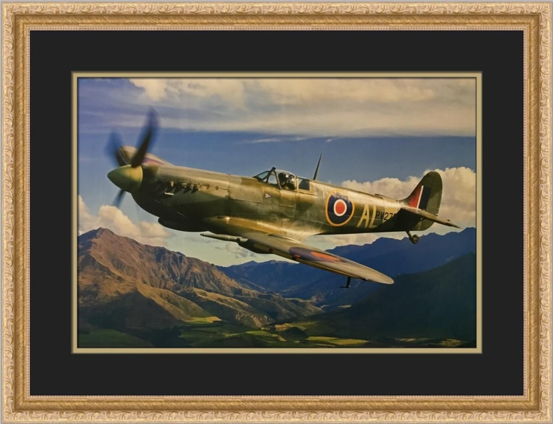Supermarine Spitfire LF Mk IXc Custom Framed Print by Philip Makanna: Supermarine Spitfire LF Mk IXc Custom Framed Print by Philip Makanna This stunning custom framed print features the iconic Supermarine Spitfire LF Mk IXc by artist Philip Makanna. Measuring 17 in. hig