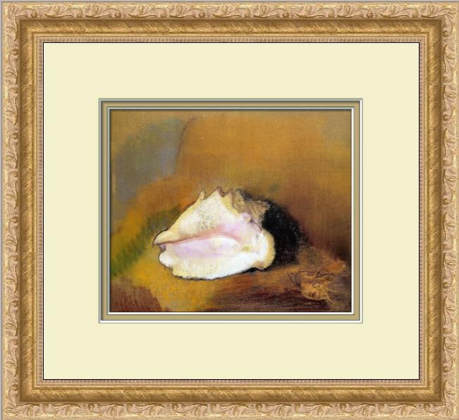 Odilon Redon The Shell Lithograph Art Print Custom Framed 1999: Odilon Redon The Shell Lithograph Art Print Custom Framed 1999 This stunning print, titled "The Shell" by Odilon Redon, features a beautiful shell landscape rendered in a modernist style. The artwork